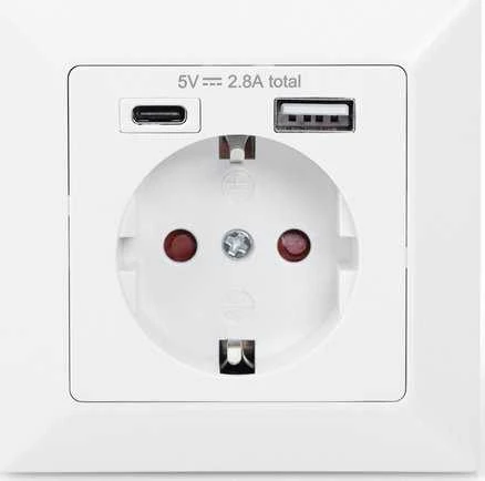 Digitus Apsauginis kištukas, skirtas montuoti įleidžiamuoju būdu, su 1 x USB C tipo, 1 x USB A tipo